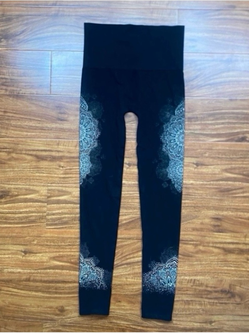 M. Rena Women's Black Gray Boho High Waist Stretch Leggings Size O/S Yoga Hippie